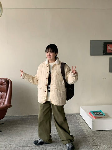 Alme quilted pocket collar padded jumper